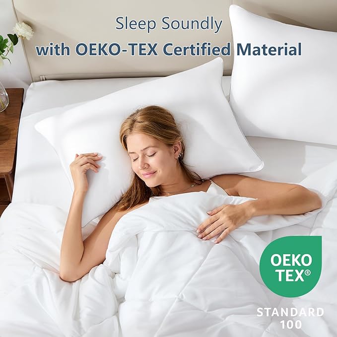 CozyLux Pillows Standard Size Set of 2, Hotel Quality Bed Pillows for Sleeping 2 Pack, Cooling Pillows for Side Back and Stomach Sleepers, Down Alternative Luxury Soft Supportive Pillows (18x26)