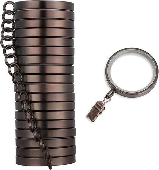 MODE Cambria Designer Series - Premium Easy Glide 18 Count Curtain Rings - Metal with Smooth, Quiet Nylon Inserts with Clips - 2 inch Diameter (1-5/8 inch Inside Diameter) - Oil Rubbed Bronze