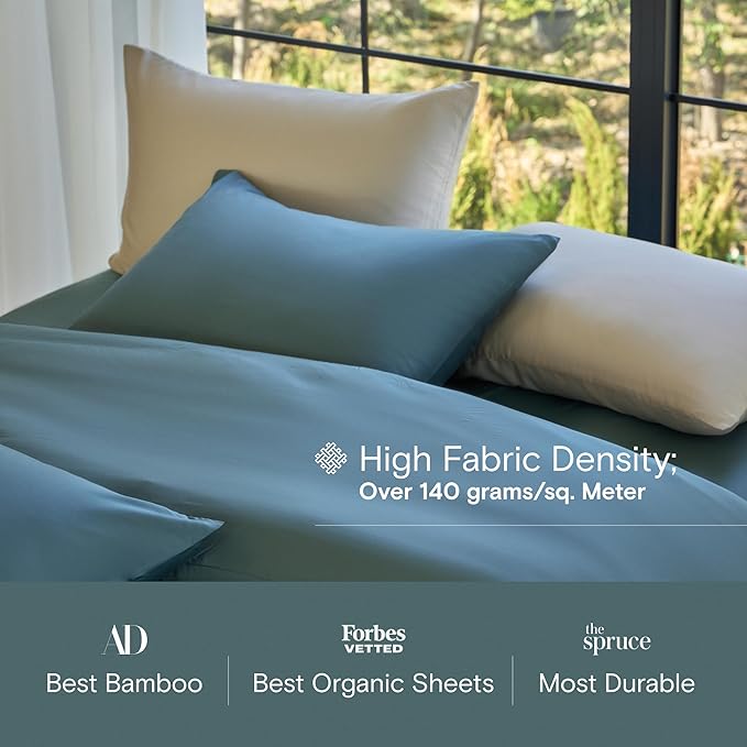 DOZ Duvet Cover Set, 100% Viscose derived from Bamboo, Organically Grown, Buttery Soft, Cooling Duvet Covers, High GSM, 1 Duvet Cover and 2 Pillowcases, 90"x90" (Teal, Full/Queen)