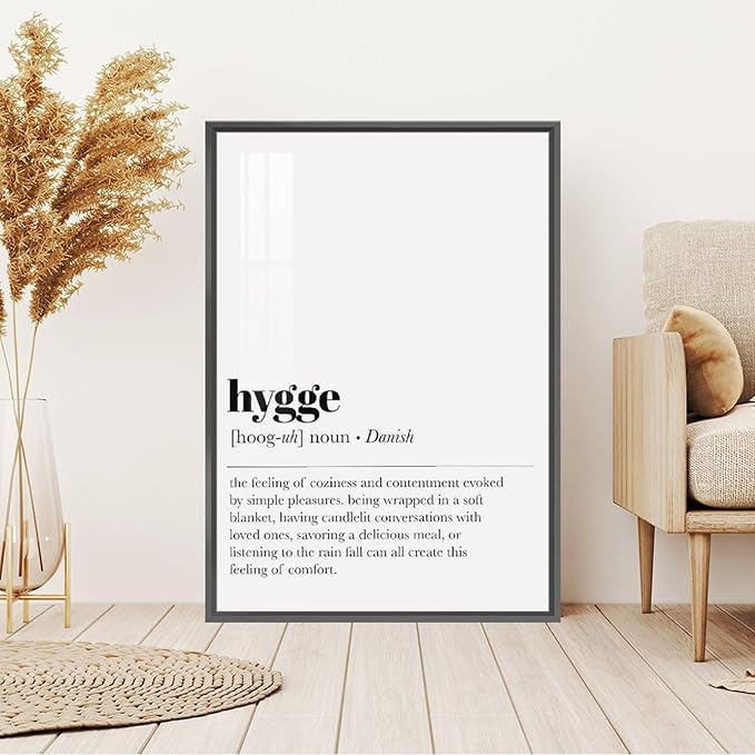 RFDER Hygge Definition Print Living Room Decor Zen Wall Art Print Minimalist Poster Home Decor Wall Art Office Decor Modern Aluminum Alloy Frame Aluminum Black-style 16x24inch(40x60cm)