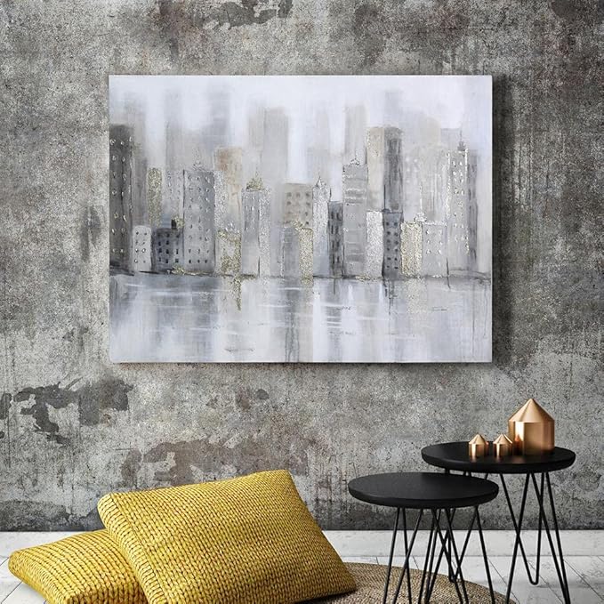 Empire Art Direct Abstract Wall Art Textured Hand Painted Canvas by Martin Edwards, Unframed, 40" x 30", Foggy City