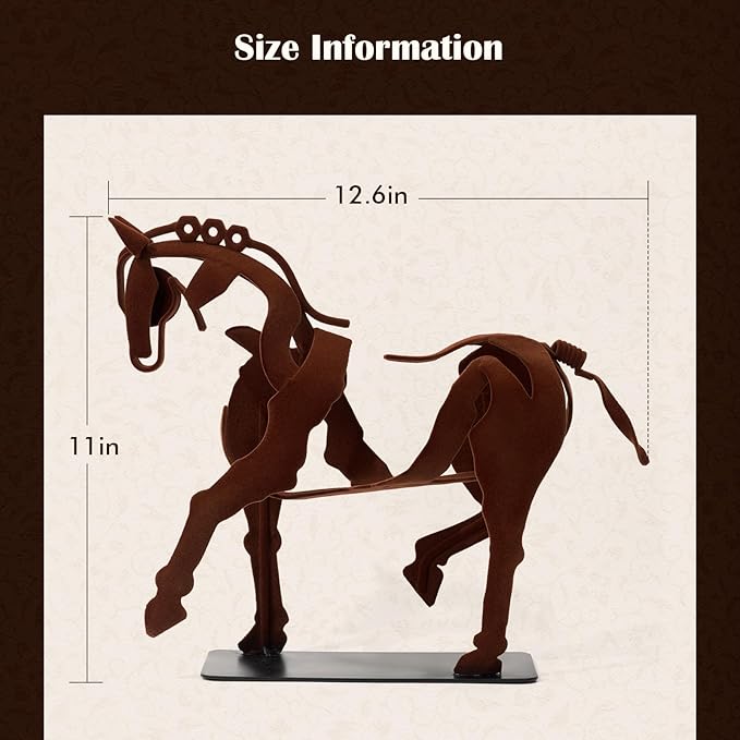 Handcrafted Flocked Iron Horse Sculpture, Rustic Metal Horse Statue Handmade, Graceful Walking Horse Figurine for Home Decor, Office Desk Decor, Gift for Horse Lovers