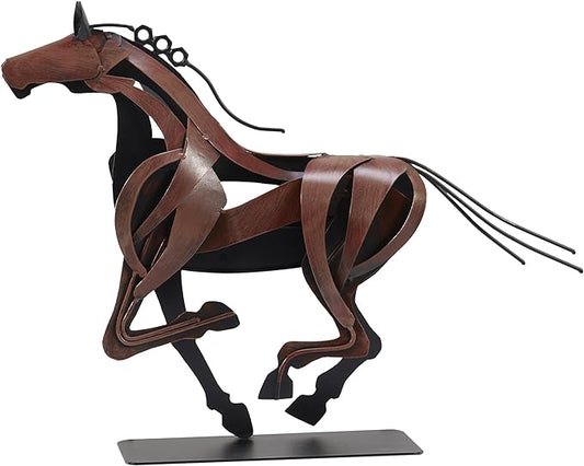 Horse Statue, Unique Metal Art Sculpture for Vintage Home Decor, Modern Decor, Gift for Horse Lovers (Brown)