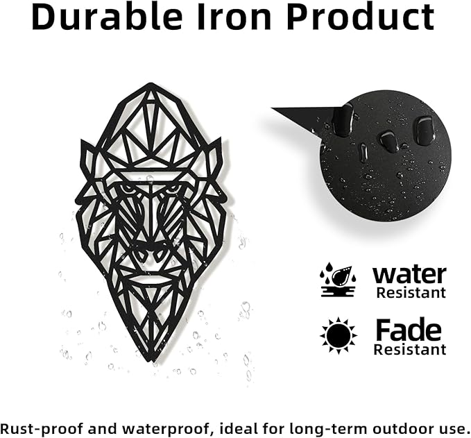 Geometric Animal Metal Wall Art – Modern Polygon Style Metal Wall Decor for Home, Living Room, or Office, Minimalist Wildlife Wall Sculpture, Black Steel Design (Style-2)