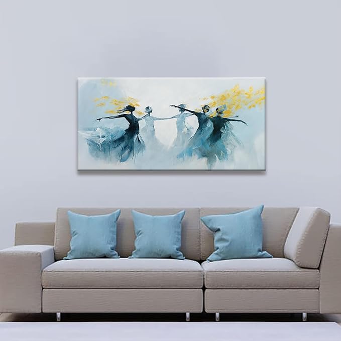 TAIJXAGSG Abstract Wall Art For Living Room Canvas Wall Art Decor Blue And White Dancer Wall Art Paintings Abstract Wall Decor Artwork Bedroom Bathroom Office Home Wall Decor Can Be Hung 24" X 48"