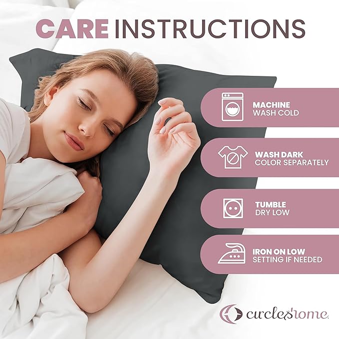 CirclesHome Pillow Protectors 2 Pack Queen Zippered - 100% Cotton Breathable Pillowcases - Protects Pillows from Dirt, Dust and Debris (Queen- Set of 2 - 20x30)