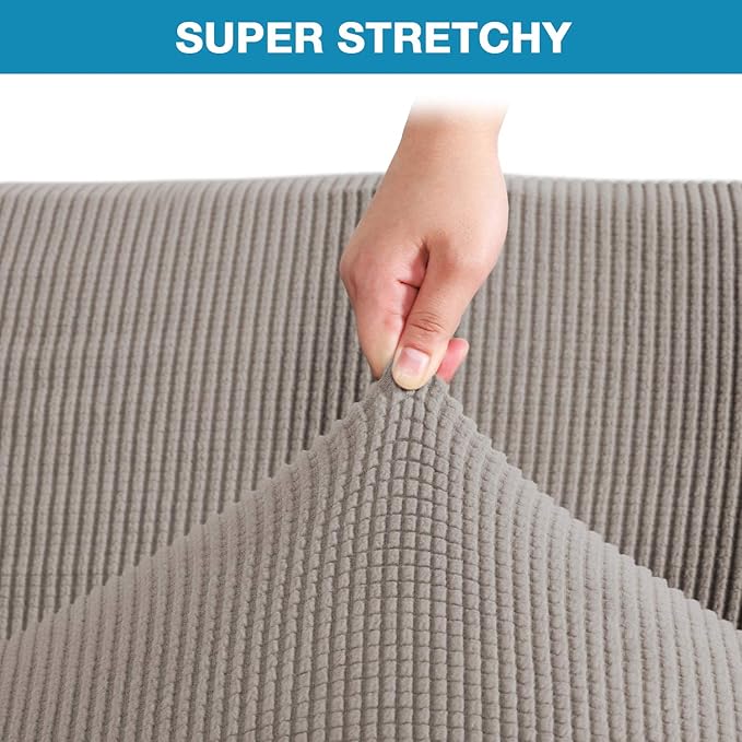 Flamingo P Stretch Armless Futon Cover - Full Queen Couch Slipcover, Sofa Bed Protector With Elastic Bottom - Soft Thick Jacquard, Taupe