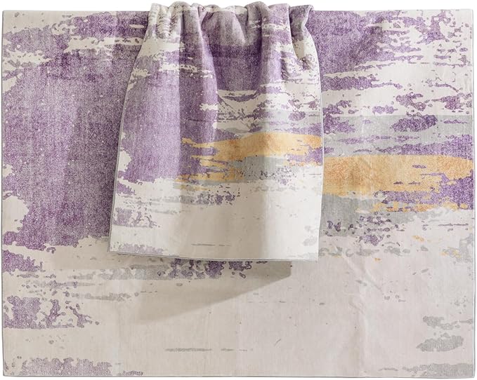 UMINEUX Living Room Rug 6'x9' Large Washable Area Rug with Anti-Slip Rubber Backing, Modern Abstract Low Pile Rugs, Ultra Soft & Thin, Non-Slip, Stain Resistant for Dining Room Bedroom Home Decor