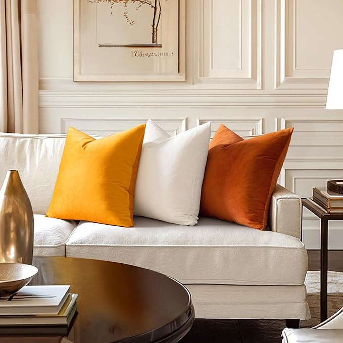 MIULEE Mustard Yellow Pillow Covers 16x16 Inch Decorative Velvet Throw Pillow Covers Farmhouse Modern Home Decor for Couch Sofa Bedroom Living Room