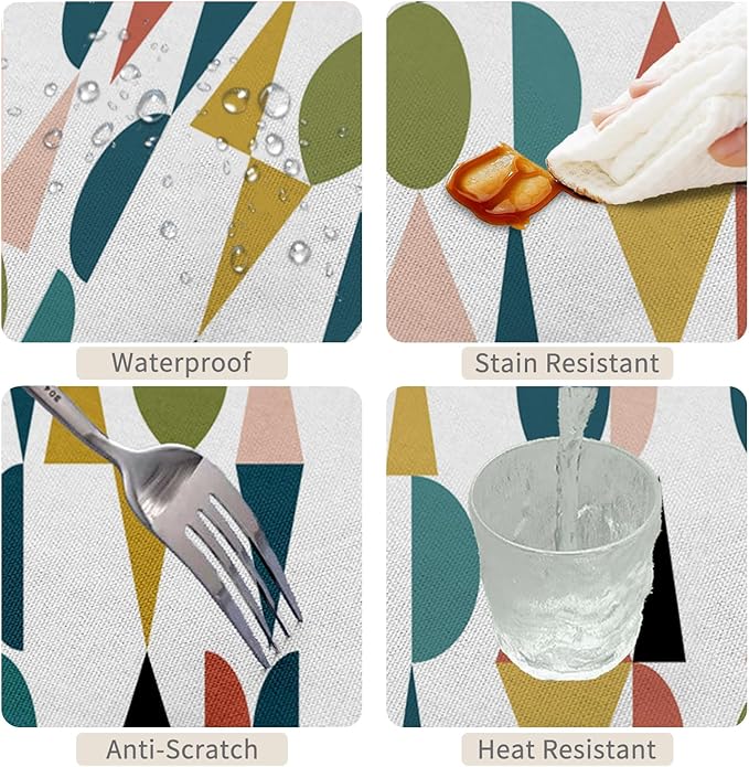 54x78inches Mid Century Table Cloth Colorful Geometric Modern 1950s 1960s Abstract Art Fashion Tablecloth Spill Proof Easy Clean Rectangle Table Cover for Kitchen Dining Room Patio Home Decor