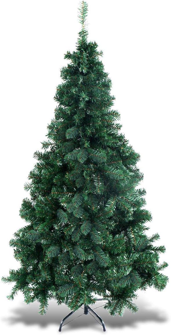 GOFLAME 7FT PVC Artificial Green Christmas Tree Home Holiday Décor with Metal Stand 950 Branches Holiday Indoor Decoration, Easy to Assemble