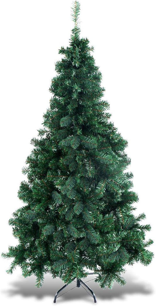 GOFLAME 7FT PVC Artificial Green Christmas Tree Home Holiday Décor with Metal Stand 950 Branches Holiday Indoor Decoration, Easy to Assemble