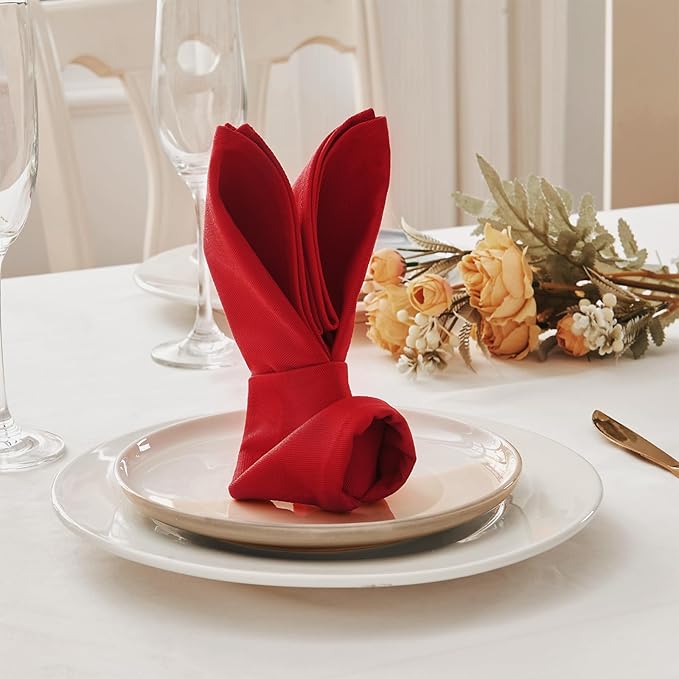 BALCONY & FALCON Cotton Cloth Napkins 6 Pack Red Square Soft Absorbent Washable 20 x 20 inches Napkins for Restaurant Weddings Holidays Family Dinners Hotels Gatherings