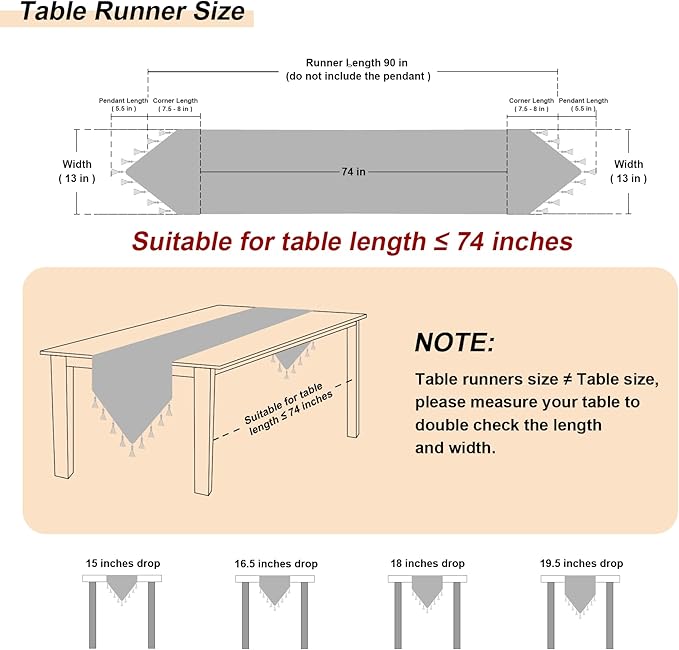 Loom and Mill Elegant Jacquard Table Runner 90 inches Long, Luxury Floral Table Runners with Handmade Multi-Tassels for Dining Room Dresser Party Holiday Banquet Decoration (Beige+White,13x90 inch)