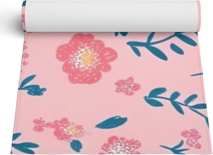 Pink Flower Table Runner 13x72 Inches Vintage Floral Faux Linen for Kitchen Dining Table Decor Wedding Birthday Party Holiday Celebration