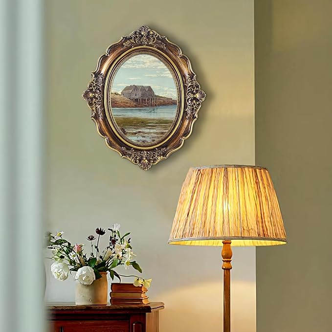 FOLKOR Vintage Canvas Wall Art Decor for Hallway Entryway Staircase, Classical Portrait Oil Paintings Prints with Gold Picture Frame, Retro Wall Decor for Desk Table Shelf Gallery Wall Decoration