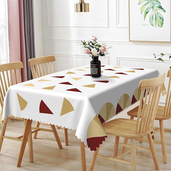 54x120inches Mid Century Tablecloth Modern Abstract Geometric Pattern Rectangle Table Cloth Waterproof Polyester Fabric Durable Table Cover for Dining Room Kitchen Picnic Party Home Decor