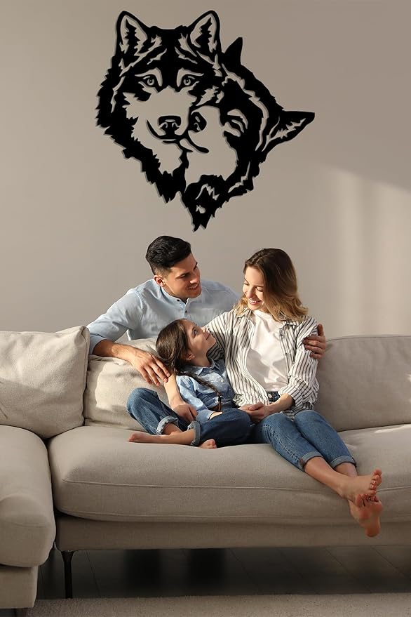 DEKADRON Metal Wall Art - Wolves - Wall Silhouette Metal Wall Decor Home Office Decoration Bedroom Living Room Decoration (17" W x 17" H/44x44cm)