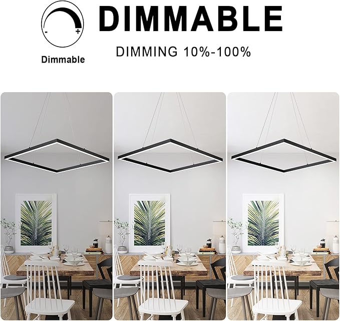 MADEM Room Decor Modern LED Pendant Light Contemporary Chandelier Adjustable Pedant Light, Square Pendant Lighting for Living Dining Room,Kitchen Island