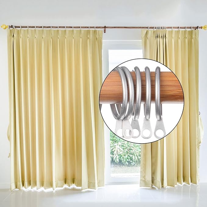 Shappy 40 Pack Metal Drapery Curtain Rod Rings with Eyelets Internal Diameter 1.18in Fits up to 0.79in Rod Hanging Drape Sliding Eyelet Gray Rings for Window Door Shower Bathroom