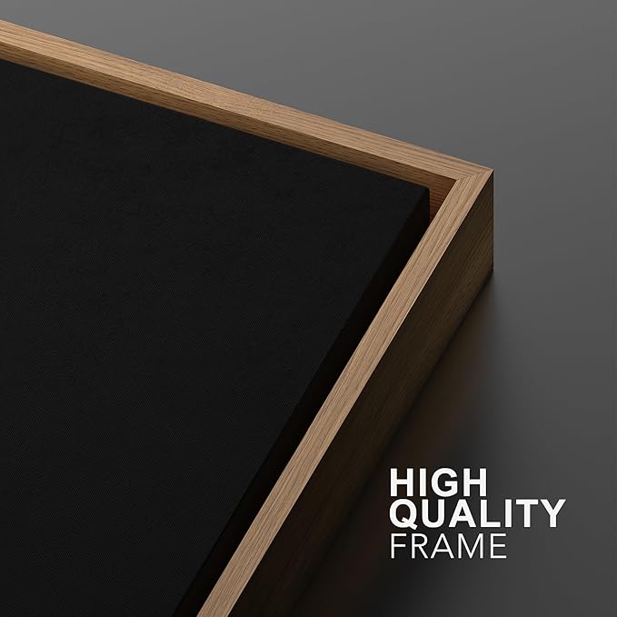 SIGNWIN Framed Canvas Print Wall Art Set Dark Black Color Field Landscape Abstract Shapes Illustration Modern Art Minimalism Decorative Nordic for Living Room, Bedroom, Office - 16"x24"x2 Natural