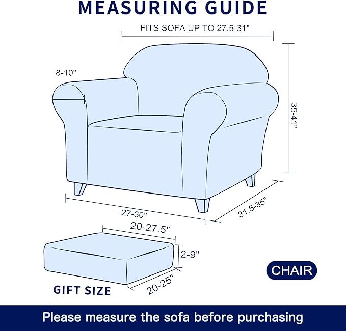 SUBRTEX Sofa Slipcover Stretch Chair Covers 2 Piece 1 Seater Armchair Couch Sofa Cover Washable Furniture Protector with Elastic Bottom for Kids, Pets(New Kahki, Armchair)