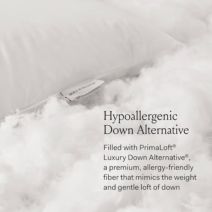 BOLL & BRANCH Down Alternative Pillow - Soft, Standard - Cooling Shell - Hypoallergenic Primaloft Luxury Down Alternative Fill - Superior Support