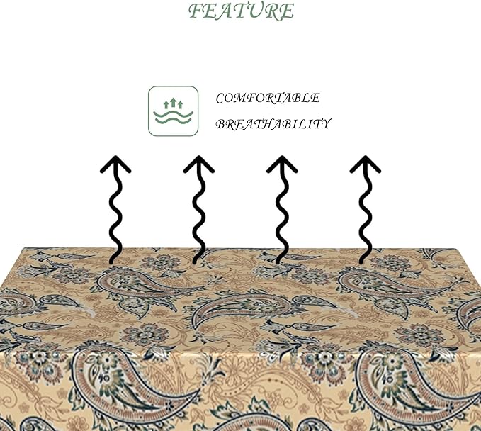 70x90 Inch Paisley Rectangular Tablecloth Retro Bohemian Floral Table Cloth Bohemian Washable Durable Table Cover for Dining Banquet Garden Home Decor