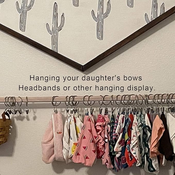 100 Pack Curtain Rings with Clips, Curtain Clip Rings Hooks, Bow Hanger Clips for Hanging Drapery Drapes Bows, Ring 1.26 inch Interior Diameter, Fits up to 1" Rod, Matte Silver