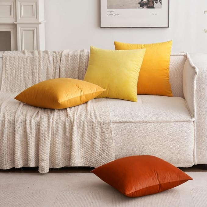 MIULEE Pack of 2 Burnt Orange Velvet Throw Pillow Covers 12x20 Inch Soft Solid Fall Decorative Set Lumbar Autumn Cushion Case Home Decor for Couch Sofa Bedroom