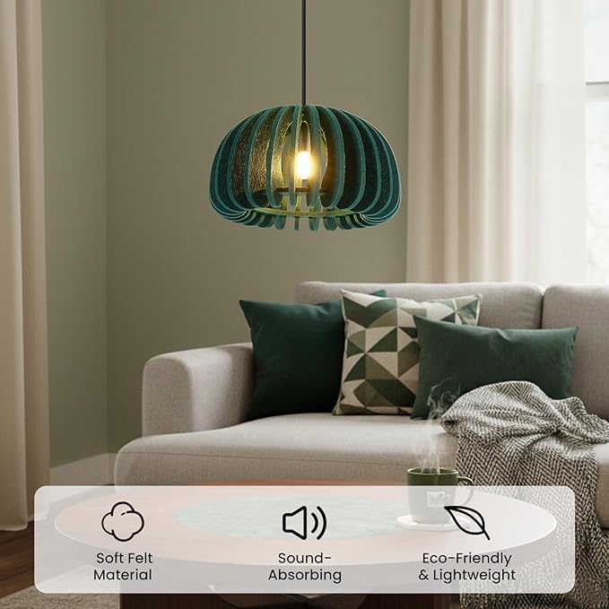 Pendant Light with Felt Lampshade, Modern Hanging Lamp Fixture, DIY Acoustic Pendant Light Chandeliers for Kitchen Island, Living Room, Dining Room, Bedroom, Office (D13.7"x7.8")