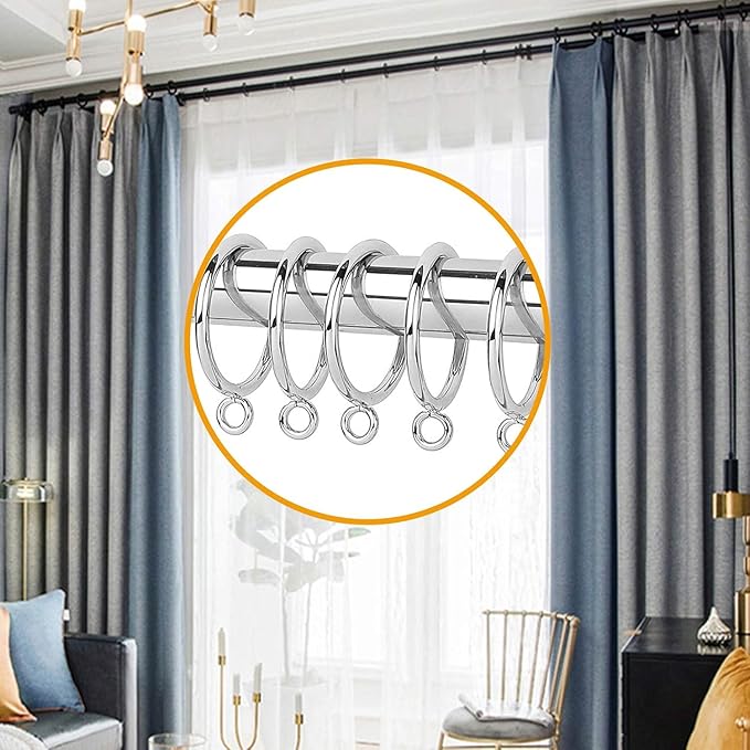 42 PCS Curtain Rings, 1.5 Inch Metal Curtain Drape Sliding Eyelet Rings-Hanging Rings for Curtains and Rods, Fits Up to 1 1/4-Inch Rod, Silver(Clips Not Included)