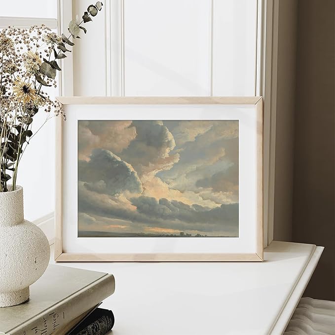 XOCUUI Unframed Canvas Wall Art Vintage Decor, Room Decor Classical Oil Painting Canvas Prints Study Of Clouds With A Sunset Near Rome Vintage Landscape Wall Art Home Decor, 8"X10"
