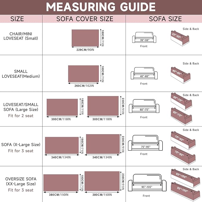 VClife Couch Cover Purple Sofa Cover for L-Shape Sectional Couch, Thick Washable Couch Cover for 2 Cushion Sofa Multi-Functional Furniture Protector Slipcover 71"X118"