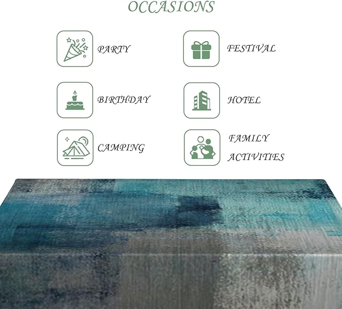 70x140 Inch Abstract Painting Rectngular Tablecloth Ombre Grunge Style Blue Table Cloth Waterproof Durable Table Cover for Kitchen Picnic Bedroom Home Decor