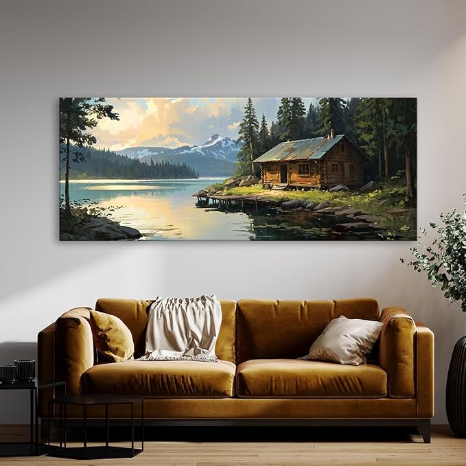 Sense Canvas Scandinavian Tranquil Forest 17 Canvas Art - Home Decor Wall Art Print Poster Painting Medium 30x12 / 0.75"