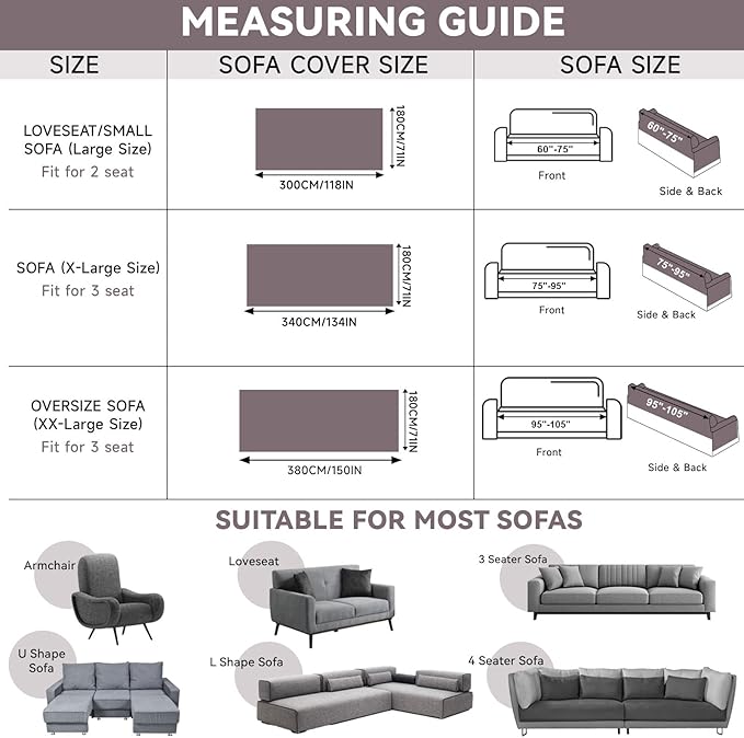 VClife Couch Cover Modern Gray Couch Covers for 2 Cushion Couch Sofa - Washable Chenille Sofa Cover with Lace for Living Room Office RV Bedroom (71"X118") Gift for Christmas Thanksgiving Birthday