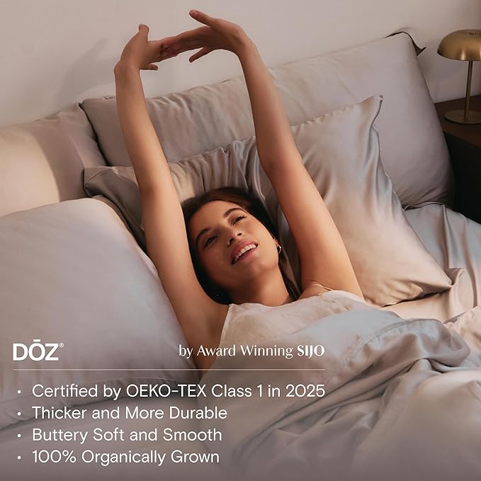 DOZ Duvet Cover Set, 100% Viscose derived from Bamboo, Organically Grown, Buttery Soft, Cooling Duvet Covers, High GSM, 1 Duvet Cover and 1 Pillowcase, 70"x90" (Sand, Twin/Twin XL)