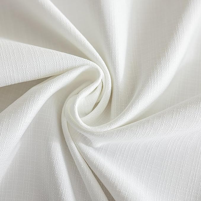 1 Pack Heavy Duty Cotton Tablecloth Soft Wrinkle Resistant Fabric with Decorative Tassles Fringe for Kitchen Dining Table, Natural White, 55x102 Inch