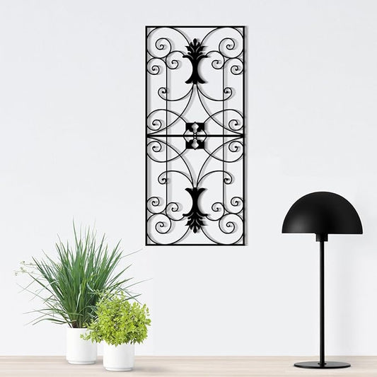 DUOOLN Large Metal Scroll Home Wall Decor , Square Geometric Art Wall Paintings, Abstract Minimalist Modern Metal line Hanging Sign, for Farmhouse Living Room Bedroom Indoor Outdoor Office Sculpture Decoration
