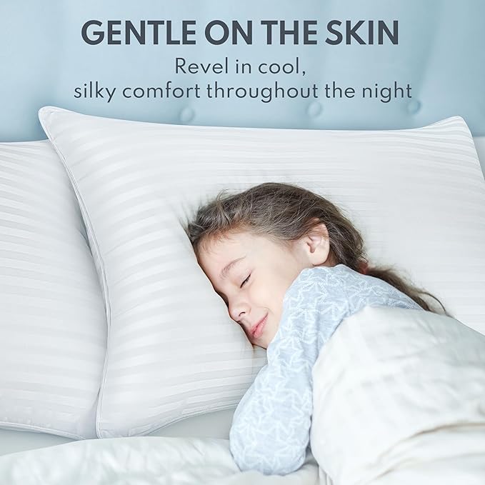 Bed Pillows King Size Set of 2 - Premium Down Alternative Cooling Pillows for Side, Back, and Stomach Sleepers Hotel Quality Fluffy Soft Microfiber Fill Breathable Skin-Friendly