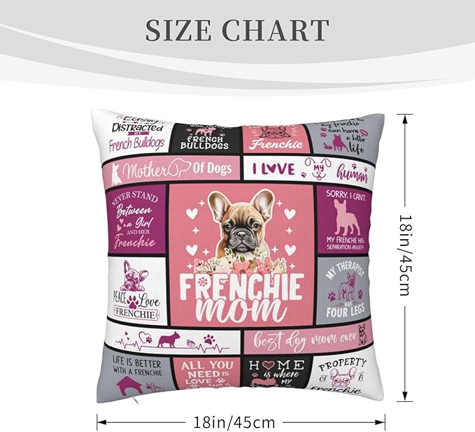 Christmas French Bulldog Gifts for Women, Frenchie Gifts for Women Christmas, Best Frenchie Mom Gift for Xmas, Birthday, Dog Mom Gift for French Bulldog Lovers Throw Pillow Cover 18x18 Inches