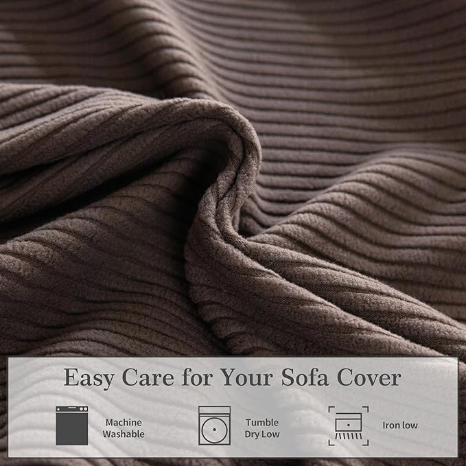 Sectional Couch Covers, Wear Resistant Stretch Sofa Covers Washable Soft Couch Cushion Covers Anti Slip Furniture Protector Sofa Slipcovers for Pets(1 Piece Chaise Cover, Brown)