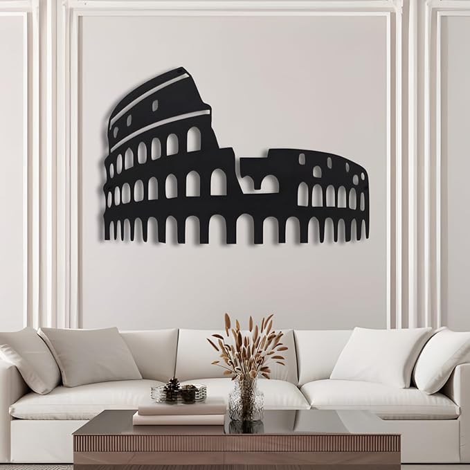 Bisamu Roman Colosseum Metal Wall Art, Vintage Italian Travel Decor for Home, Rustic Wall Sculpture for Living Room, Office, Gift for Her & Travel Lovers (39" x 26" | 100 x67cm)