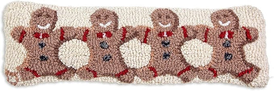 Chandler 4 Corners Artist-Designed Gingerbread Men Hand-Hooked Wool Decorative Throw Pillow (8 in x 24 in) Christmas Pillow for Couches & Beds - Easy Care & Low Maintenance - Holiday Home Décor