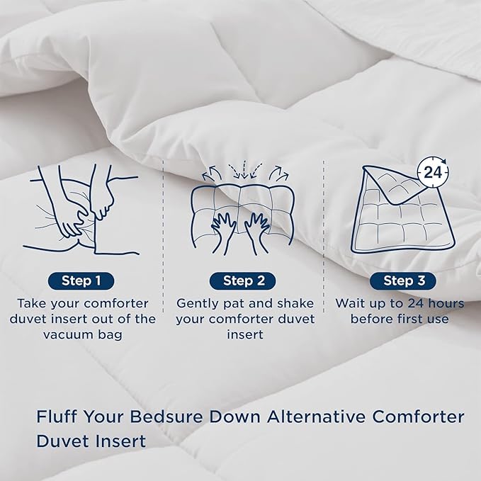 Bedsure Comforter Duvet Insert - Quilted Comforters Full Size, All Season Duvet, GentleSoft Down Alternative Bedding, with 8 Tabs, Gifts for Women/Men, Grey, Full 86 x 82 Inches