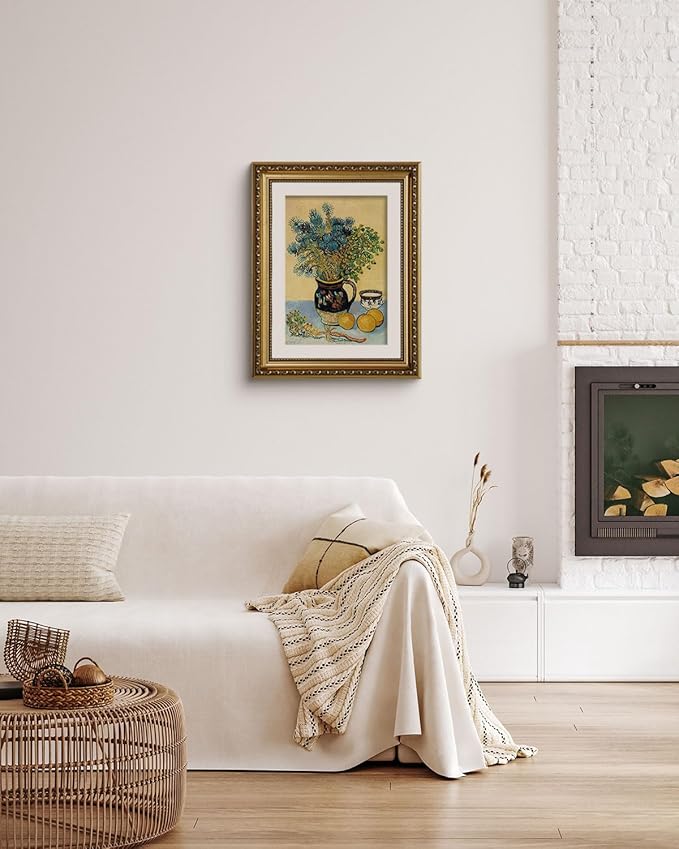 ARPEOTCY Vintage Gold Framed Wall Art, Wildflowers Retro Van Gogh Paintings, Canvas Prints Artwork with Antique Frame, Victorian Wall Picture Decor for Room Gallery Living Room, 11x14 inch