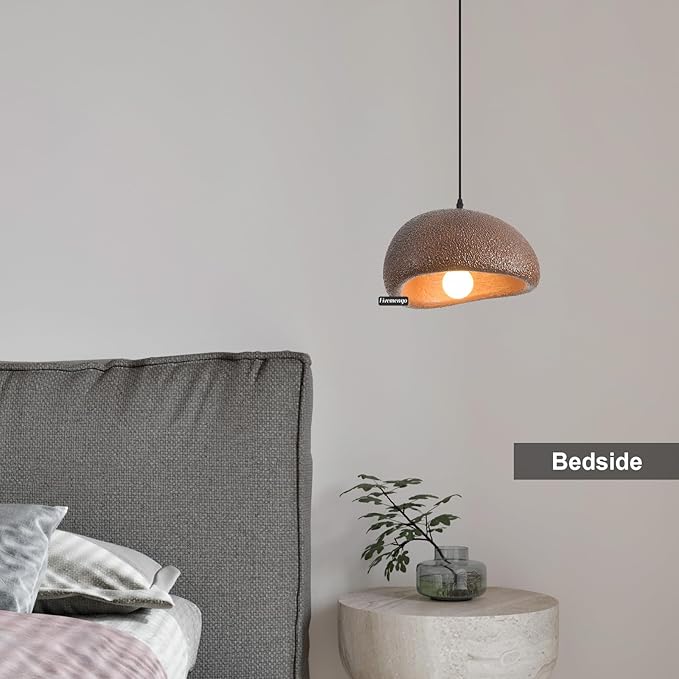 11.8in Wabi Sabi Pendant Lights Kitchen Island Lighting Fixture Ceiling Mount Brown Modern Japanese Lamp Japandi Chandelier for Dining Living Room Hallway Bedroom Restaurant Hanging Lamp