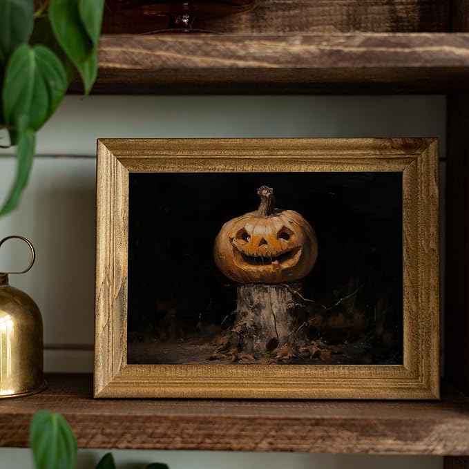 uniro ZH-Vintage 34-1pcs Vintage Gothic Wall Art Black Crow Smiley Pumpkin Poster Halloween Artwork Print Canvas Victorian Style Dark Academia Room Aesthetics Posters Dark Cottagecore Wall Art