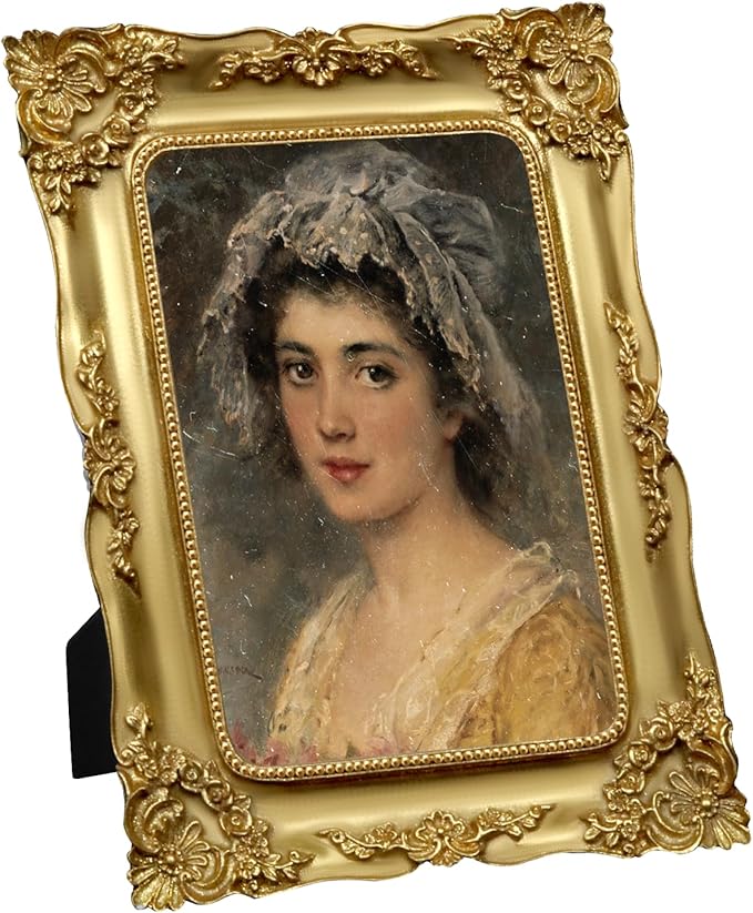Gold 5x7 Picture Frame Vintage Antique Victorian Ornate Picture Frames Baroque for Tabletop or Wall Hanging Small with Glass Front